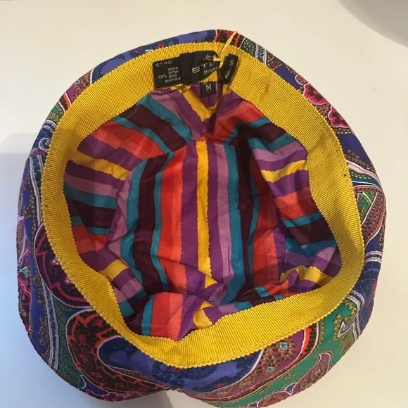 Etro Bucket Hat Cotton Paisley Kids Size Medium Colorful Made In Italy